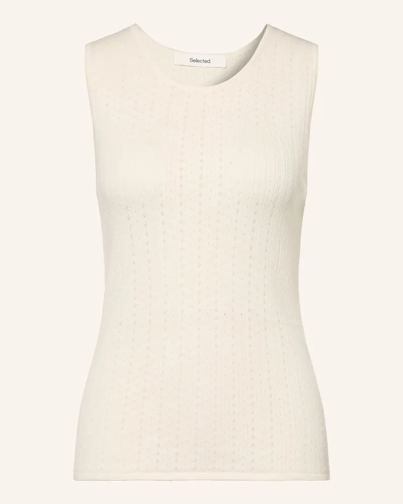 Selected Stricktop weiss Ecru