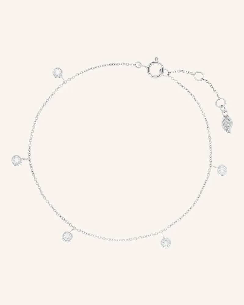 Leaf Armband MY FIRST DIAMOND Charms aus 14 Karat Weißgold mit Diamanten Weissgold