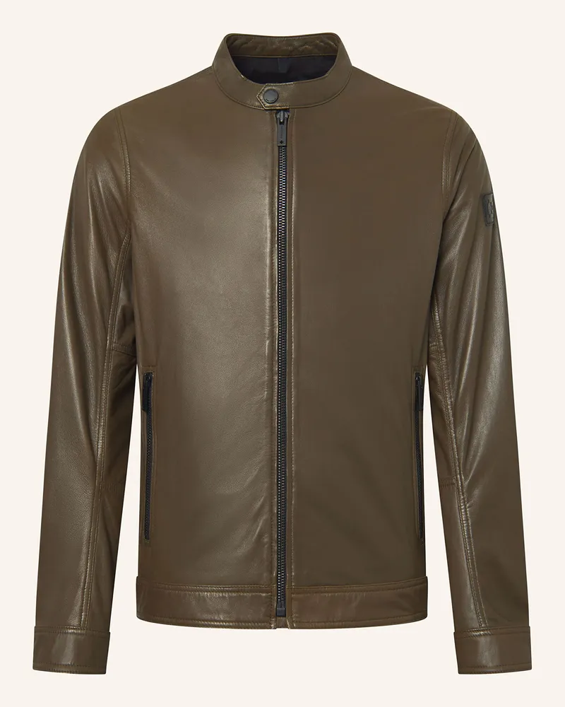 Strellson Lederjacke Khaki