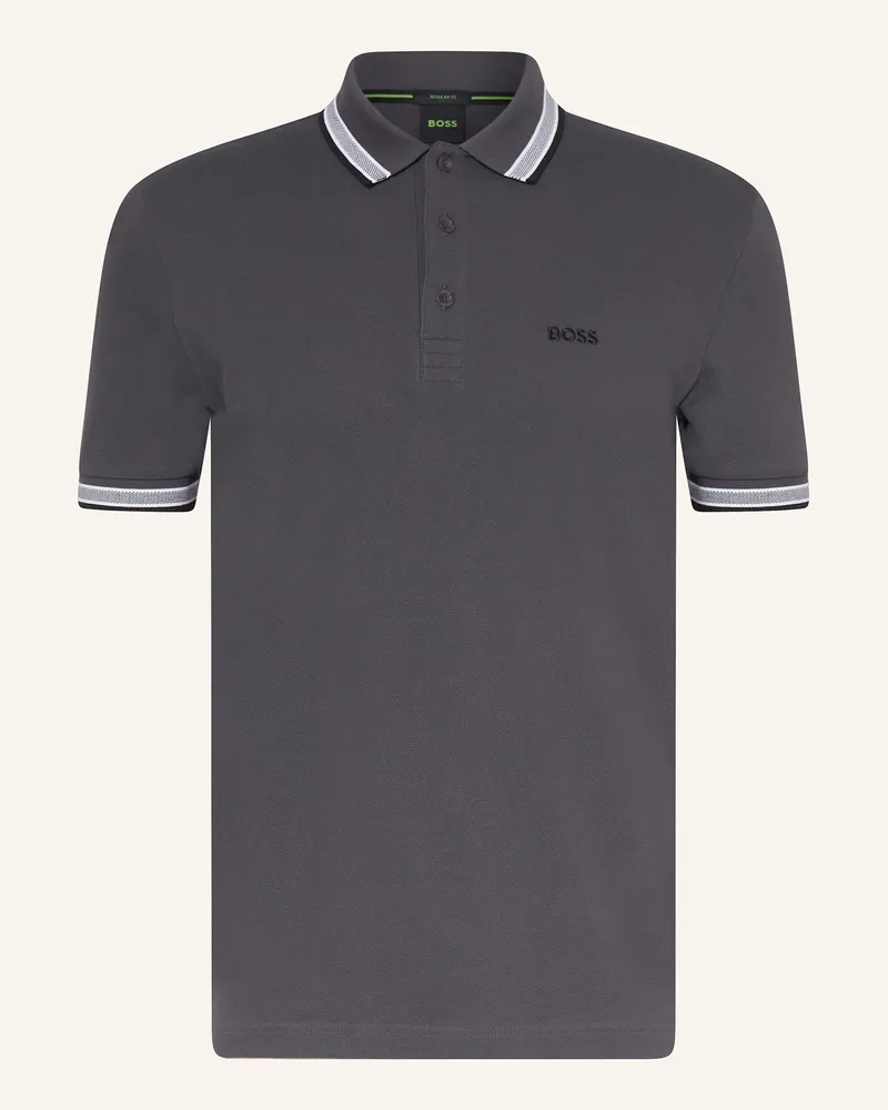 HUGO BOSS Piqué-Poloshirt PADDY CURVED Regular Fit Dunkelgrau
