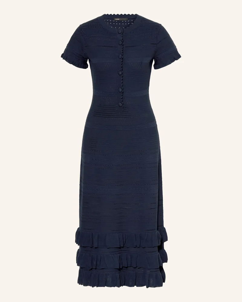 Maje Strickkleid Mit Volants blau Dunkelblau