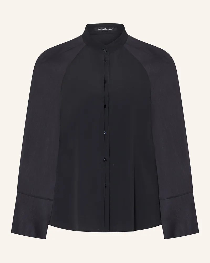 Luisa Cerano Bluse im Materialmix mit Seide Dunkelblau