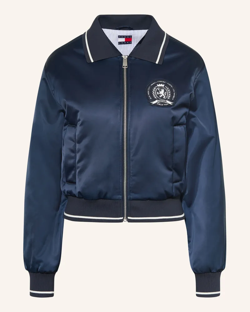 Tommy Hilfiger College-Jacke Aus Satin blau Dunkelblau
