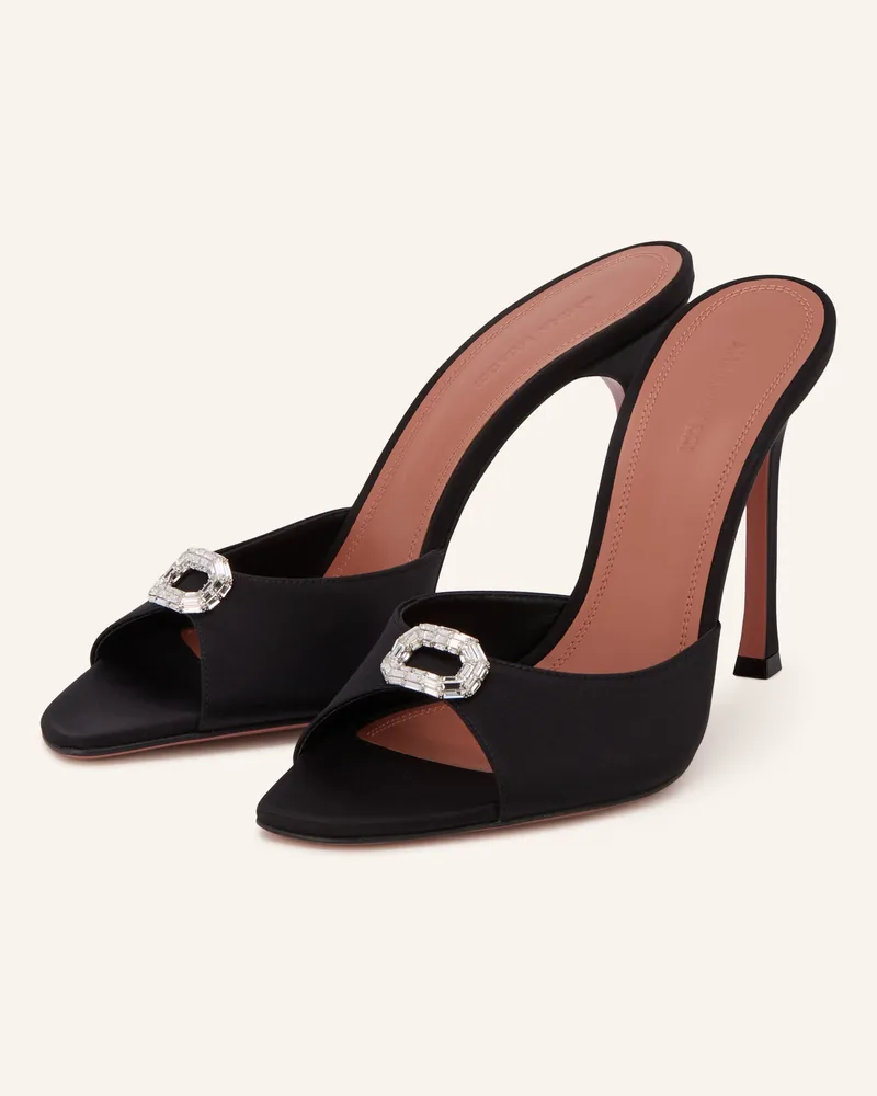 Amina Muaddi Mules Camelia Mit Schmucksteinen schwarz Schwarz