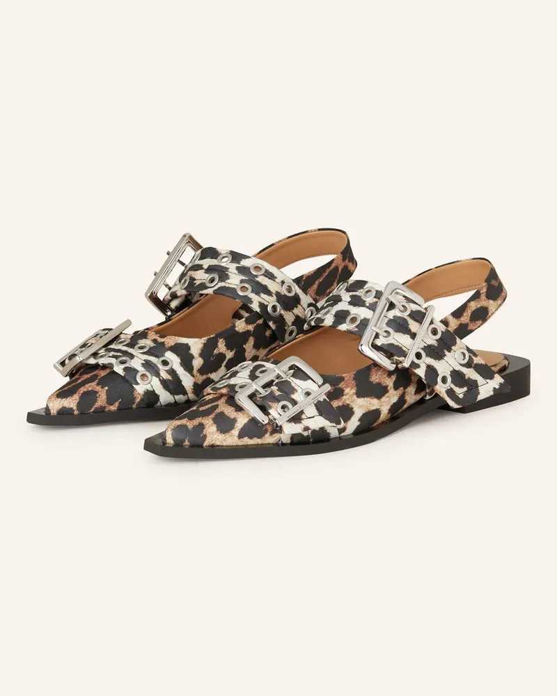 Ganni Slingballerinas Hellbraun