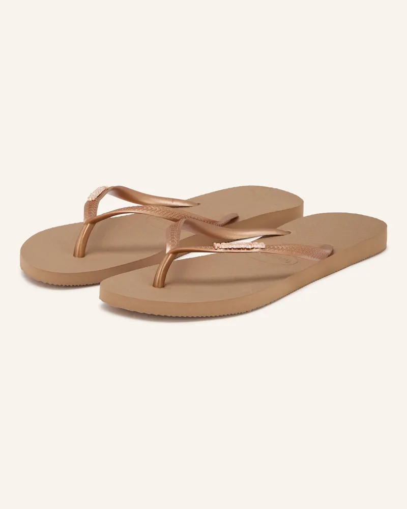Havaianas Zehentrenner Slim Logo Metallic rosa Beige