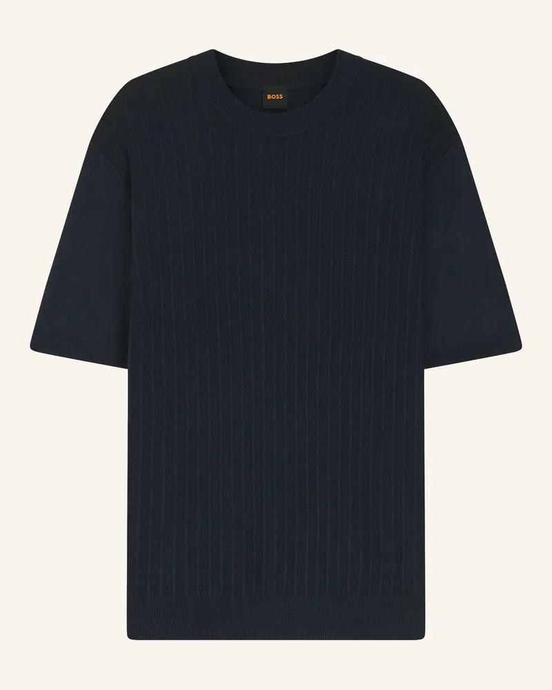 HUGO BOSS Strickshirt Kajordino Mit Leinen blau Dunkelblau