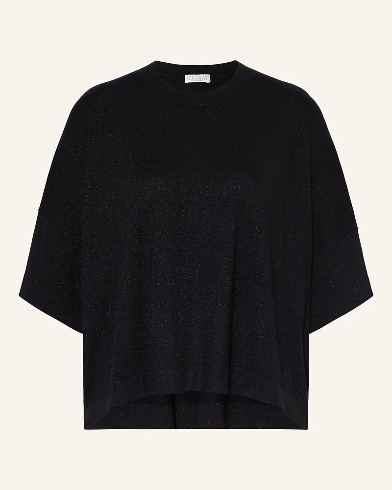 Brunello Cucinelli Strickshirt mit Cashmere und Glitzergarn Schwarz
