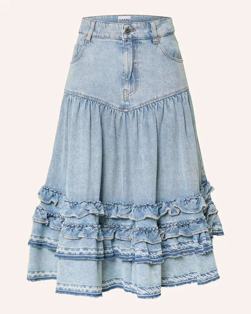 Ganni Jeansrock Mit Rüschen blau Hellblau