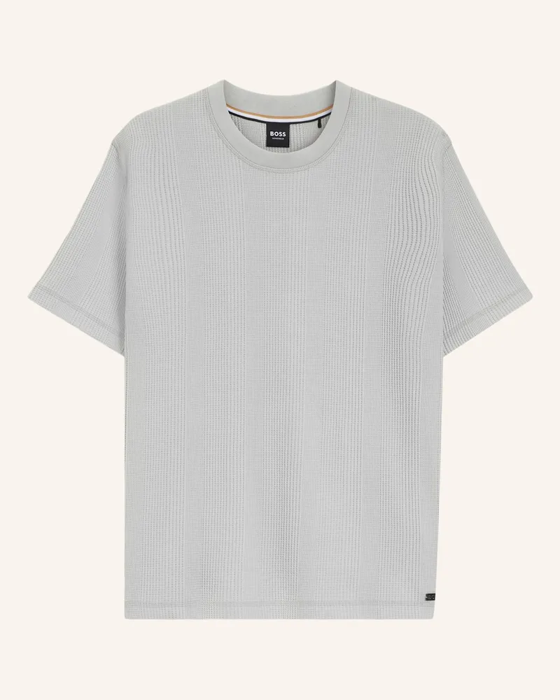 HUGO BOSS Loungewear Oberteil Structure T-Shirt Regular Fit grau Hellgrau