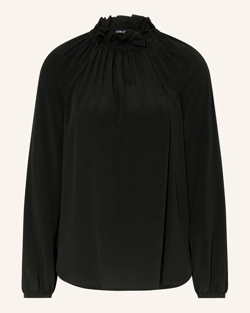 Luisa Cerano Blusenshirt mit Seide und Rüschen Schwarz