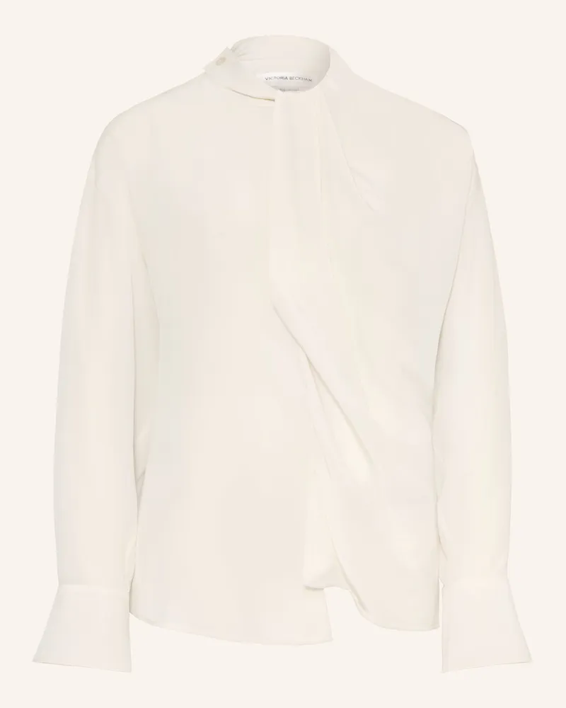 Victoria Beckham Schluppenbluse aus Seide mit Cut-out Creme