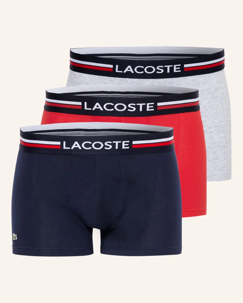 Lacoste 3er-Pack Boxershorts rot Dunkelblau