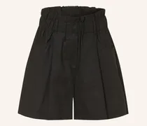 Paperbag-Shorts Mit Leinen schwarz