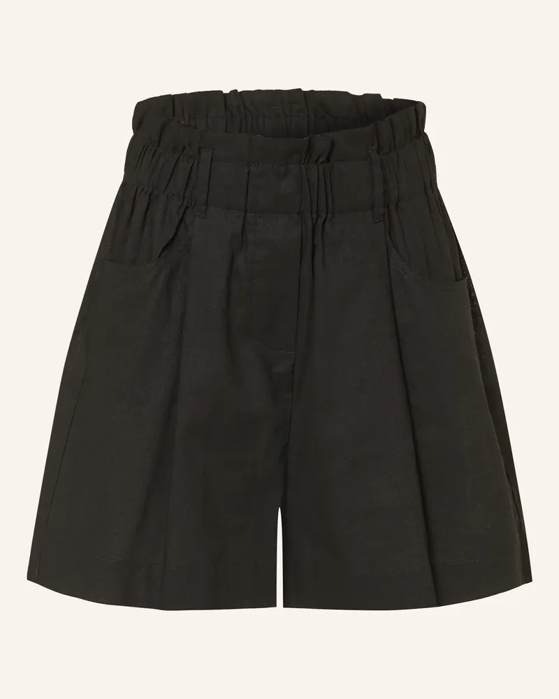 Mrs & HUGS Paperbag-Shorts Mit Leinen schwarz Schwarz