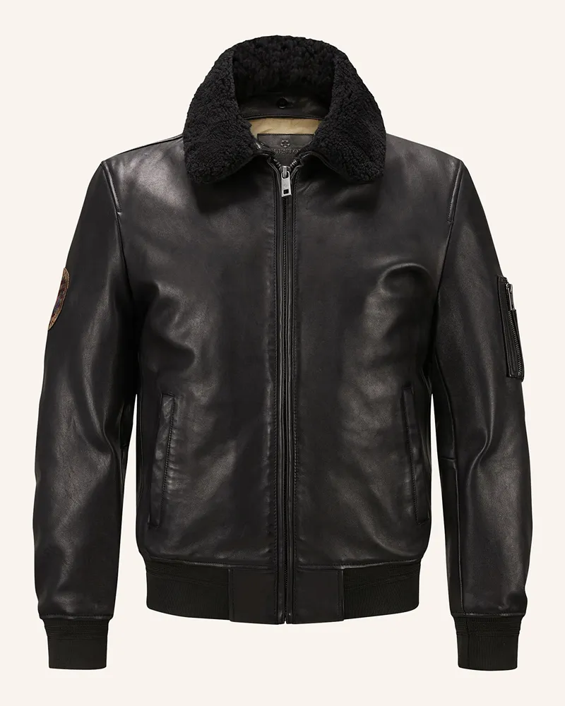 Milestone Lederjacke MSTOM Schwarz