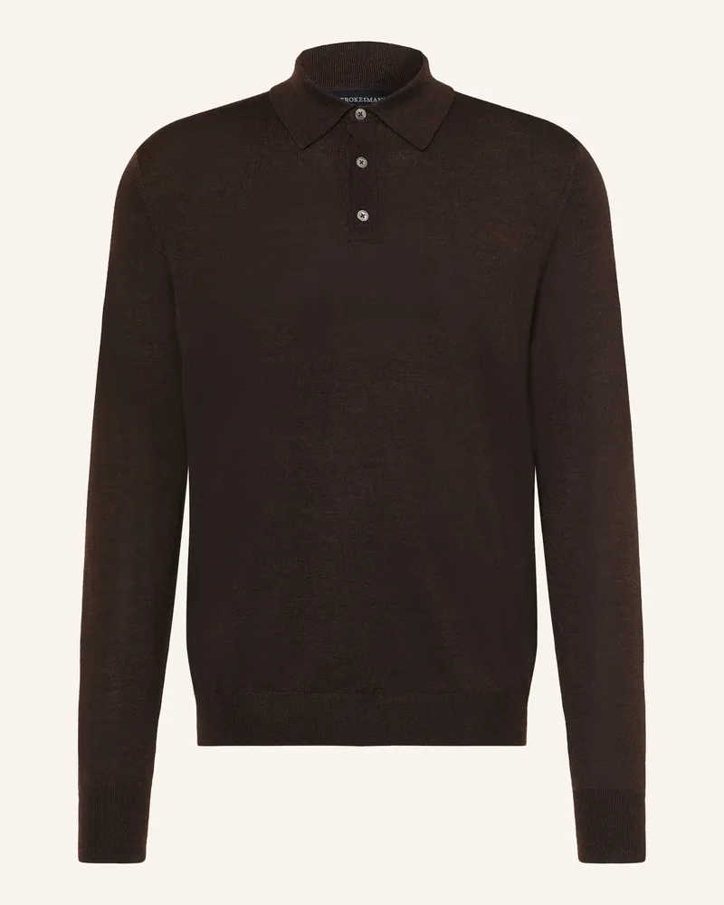 Strokesman's Strokesman Strick-Poloshirt Aus Merinowolle braun Dunkelbraun