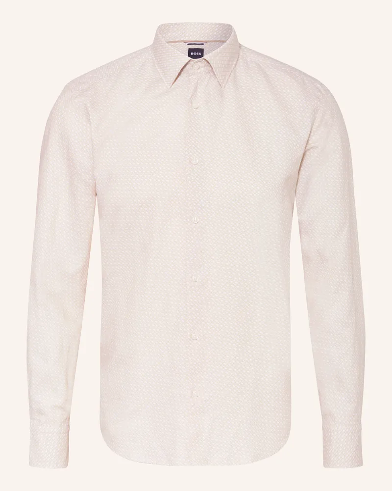 HUGO BOSS Hemd HAL Casual Fit mit Leinen Gelb