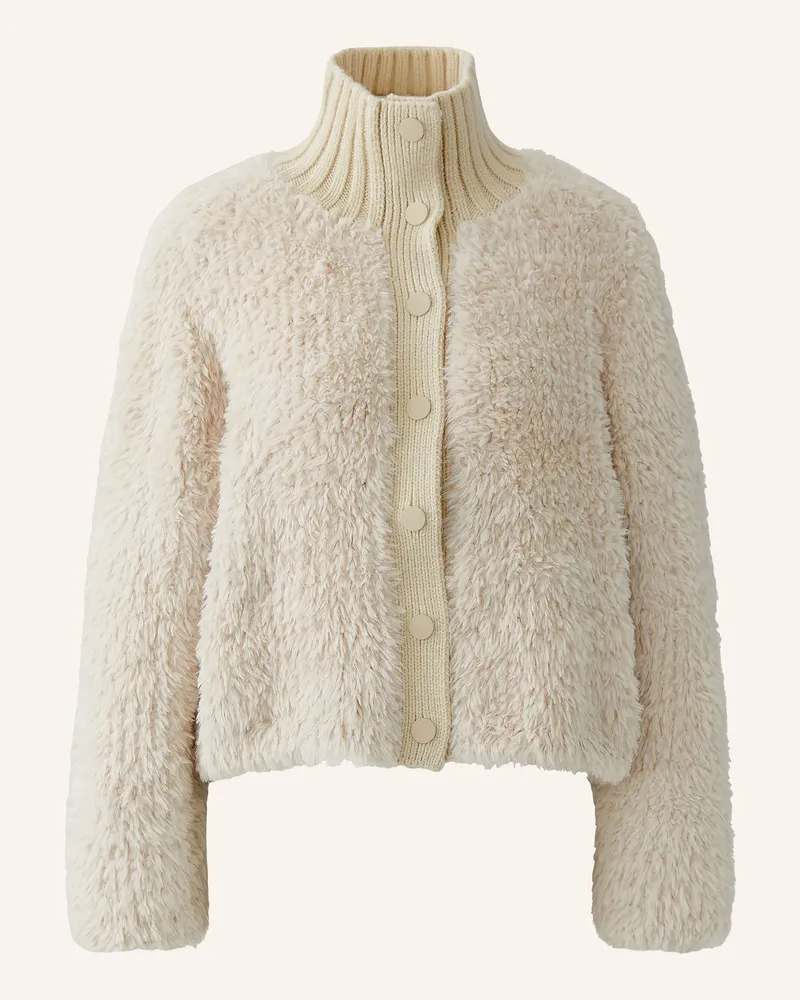 Oui  Strickjacke Mit Kunstfell grau Creme