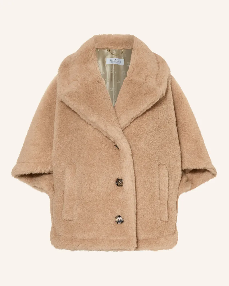 Max Mara Teddyfell-Cape Corvino Mit Alpaka beige Camel