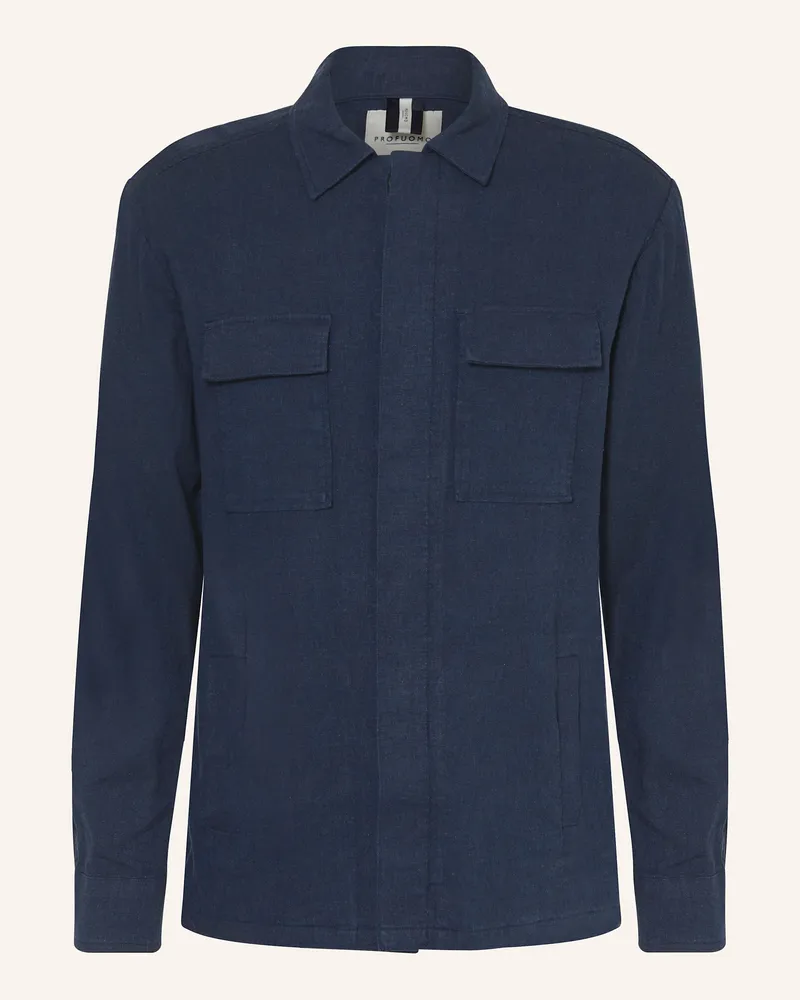 Profuomo Overshirt mit Leinen Dunkelblau