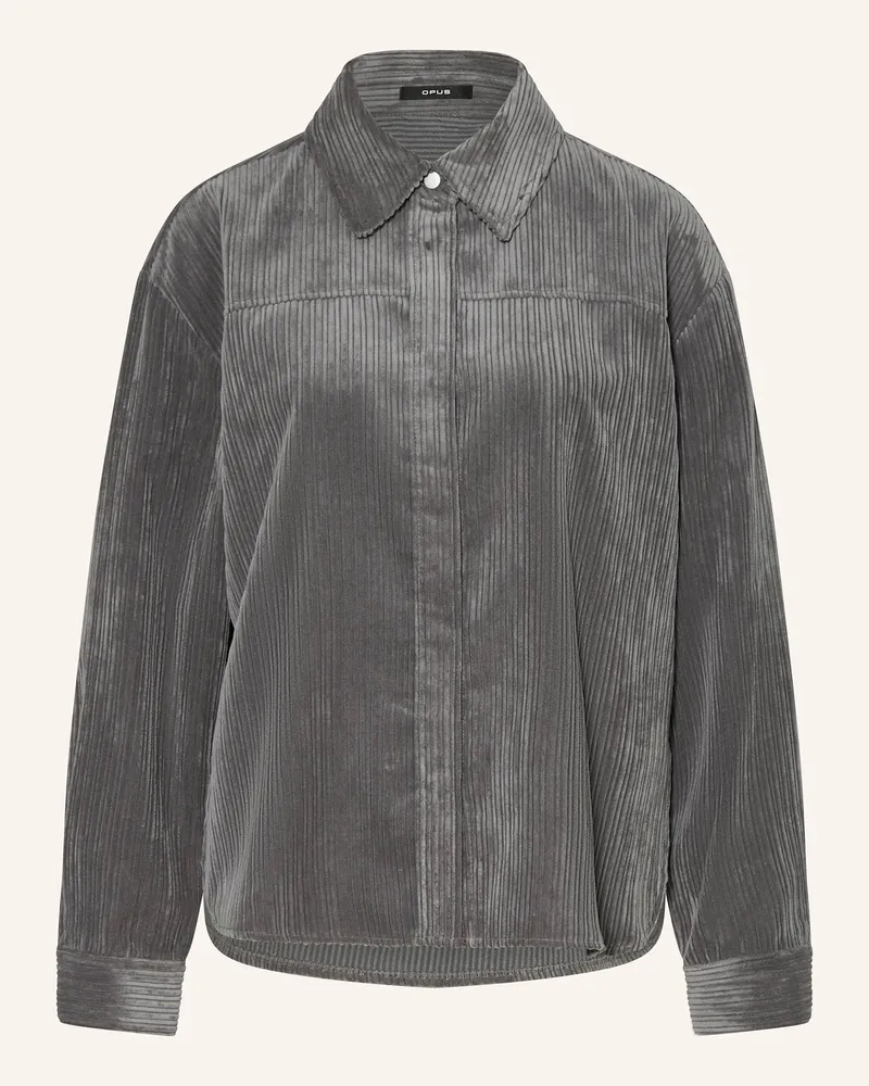 OPUS Hemdbluse Flanky Aus Cord grau Dunkelgrau