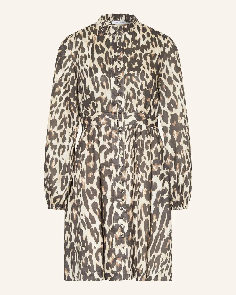 Mrs & HUGS Leinenkleid braun Dunkelgrau