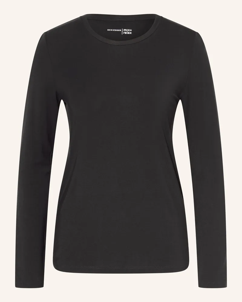 Schiesser Schlafshirt MIX+RELAX Schwarz