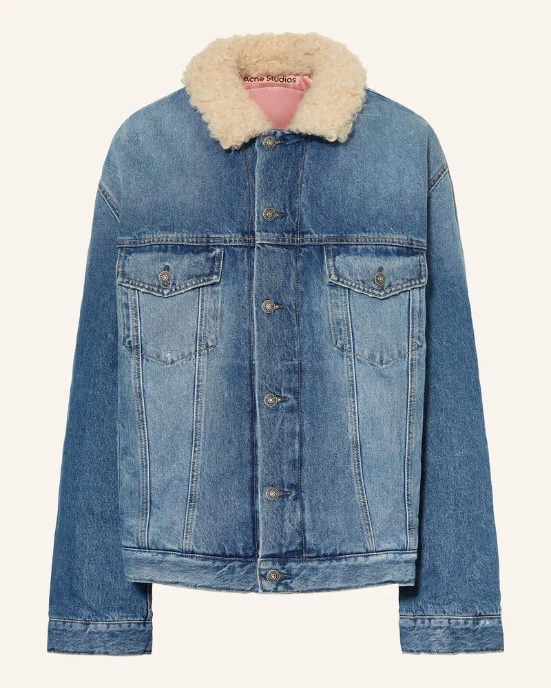 Acne Studios Oversized-Jeansjacke Mit Kunstfell blau Blau