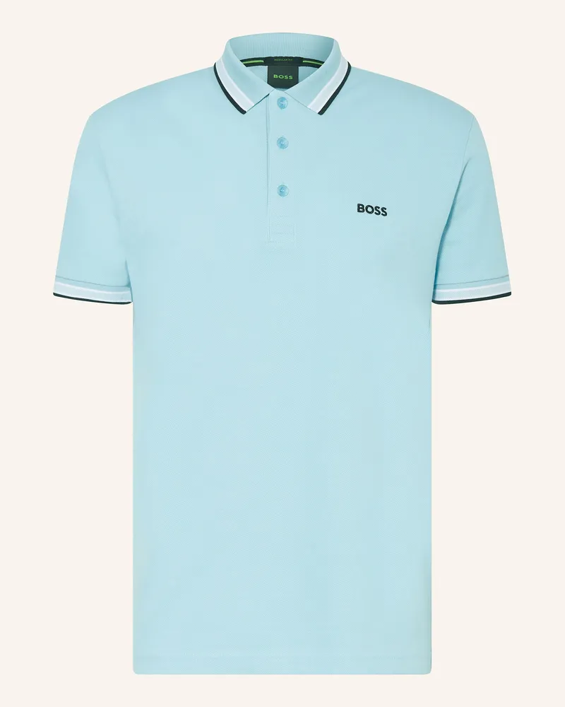 HUGO BOSS Piqué-Poloshirt PADDY CURVED Regular Fit Hellblau