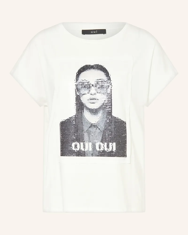 Oui  T-Shirt Mit Pailletten weiss Weiss