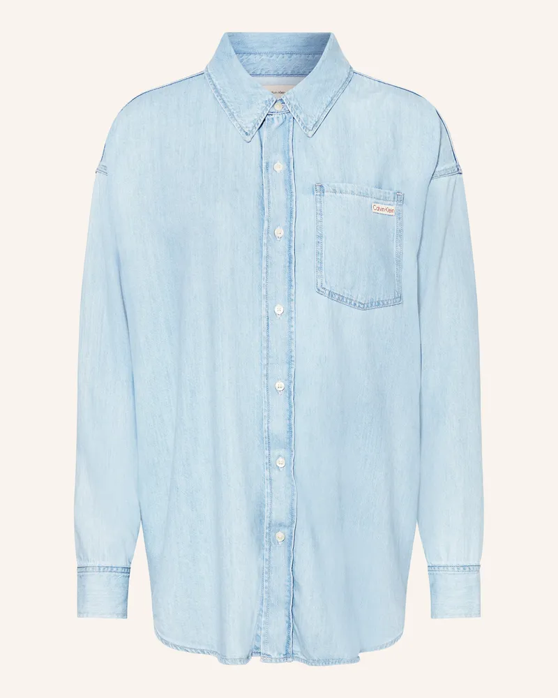 Calvin Klein Oversized-Hemdbluse Hellblau