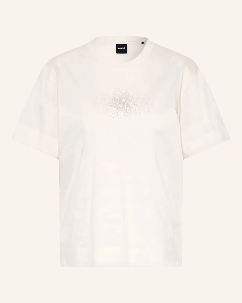 HUGO BOSS T-Shirt Elpha Mit Schmucksteinen weiss Weiss