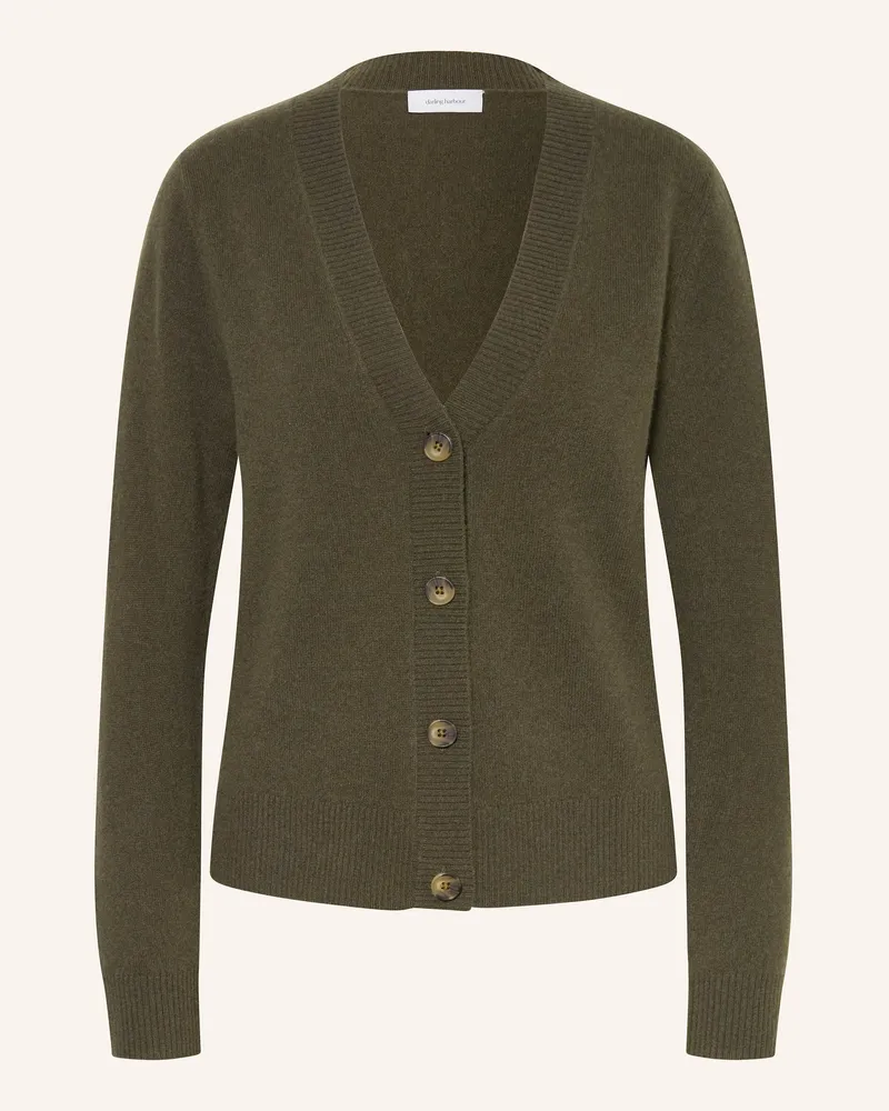Darling Harbour Strickjacke aus Cashmere Dunkeloliv