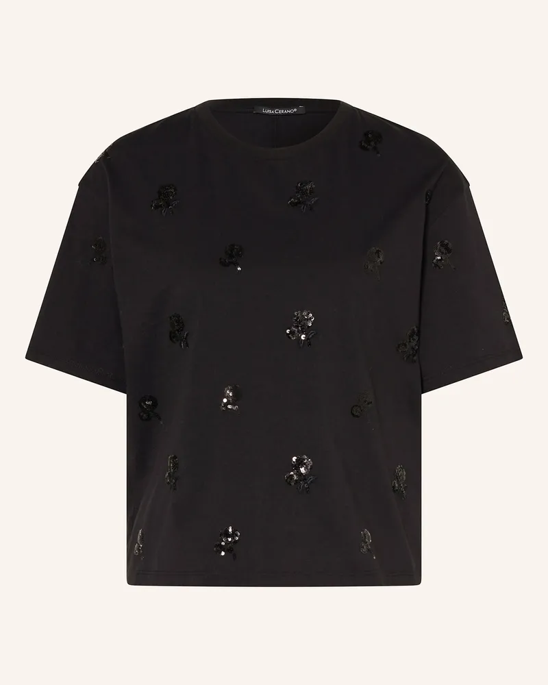 Luisa Cerano T-Shirt mit Pailletten Schwarz