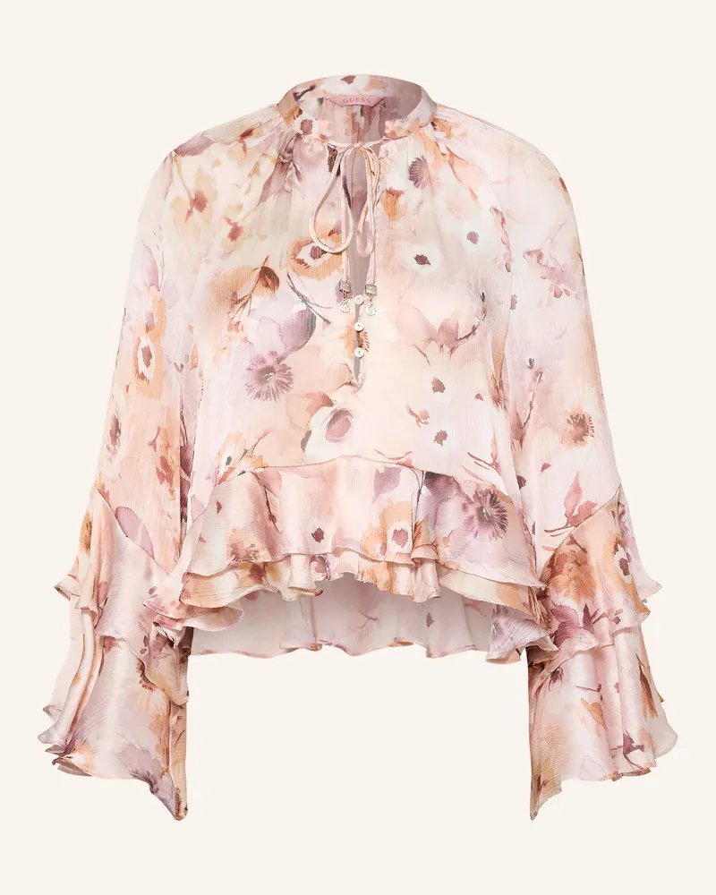 Guess Blusenshirt Nicole Mit Volants rosa Rosé