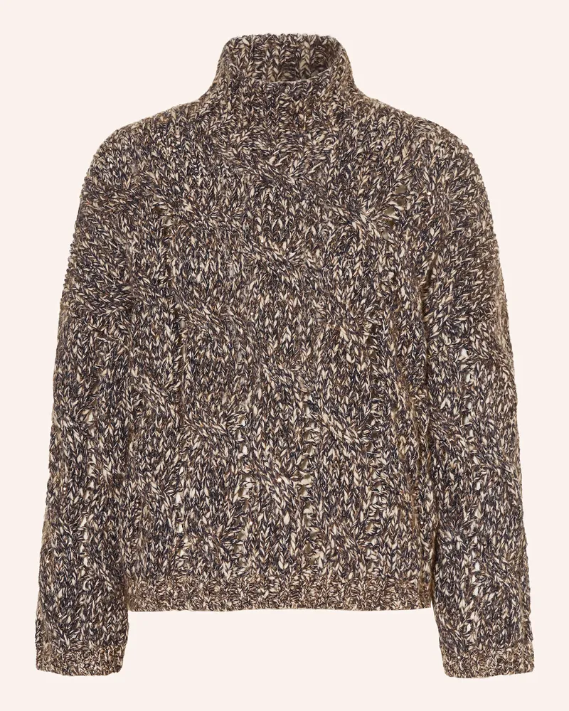 Brunello Cucinelli Rollkragenpullover mit Cashmere und Pailletten Dunkelblau