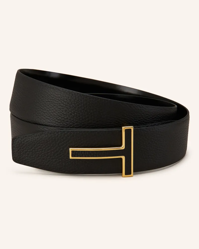 Tom Ford Ledergürtel zum Wenden Schwarz
