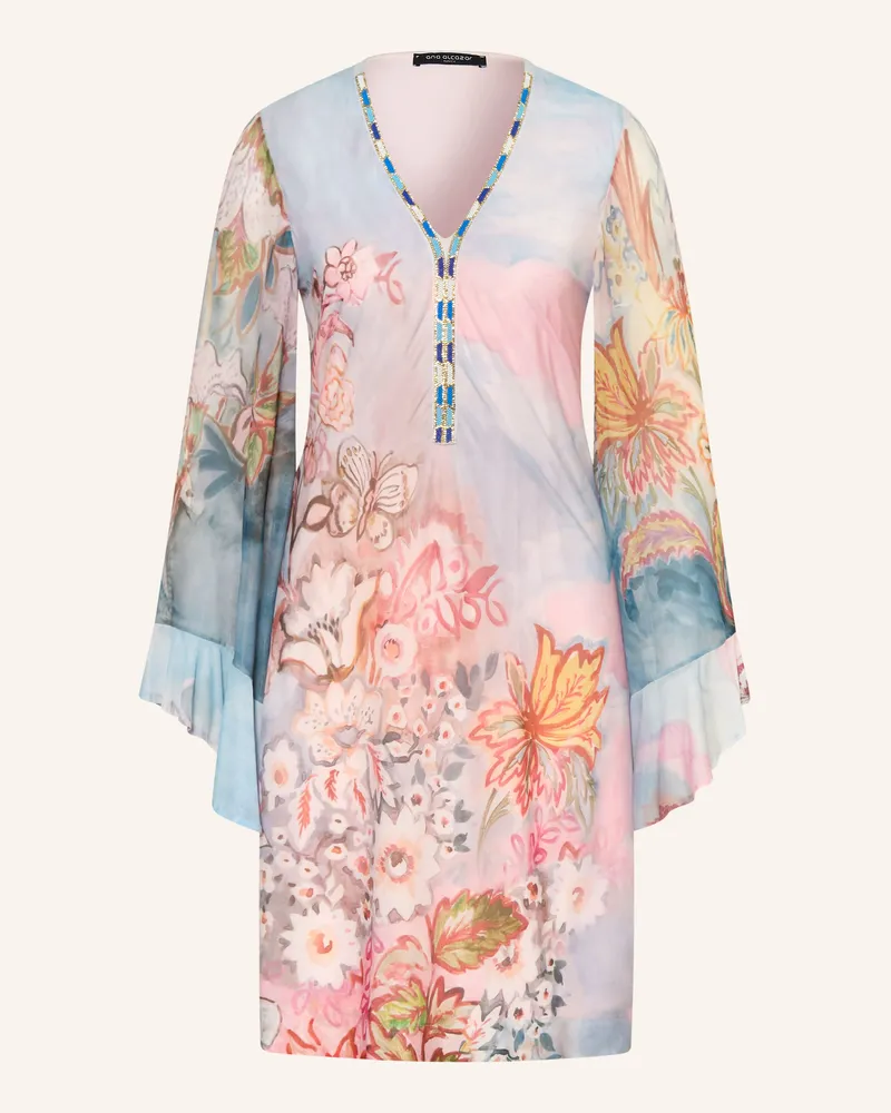 ana alcazar Mesh-Kleid mit Schmuckperlen Blaugrau