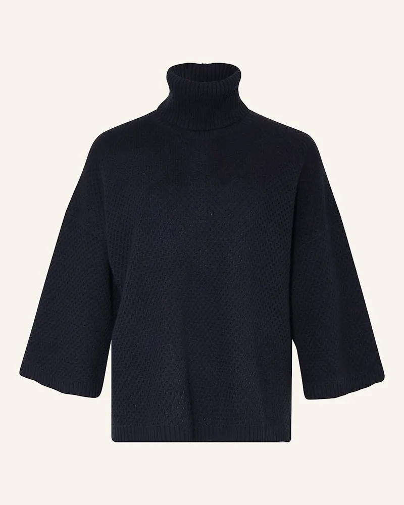 Fabiana Filippi Rollkragenpullover mit 3/4-Arm und Schmucksteinen Blau