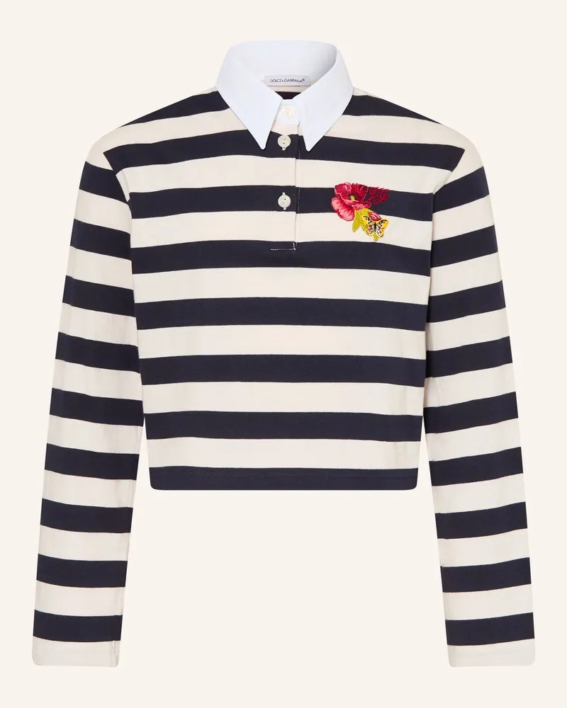 Dolce & Gabbana Jersey-Poloshirt weiss Dunkelblau