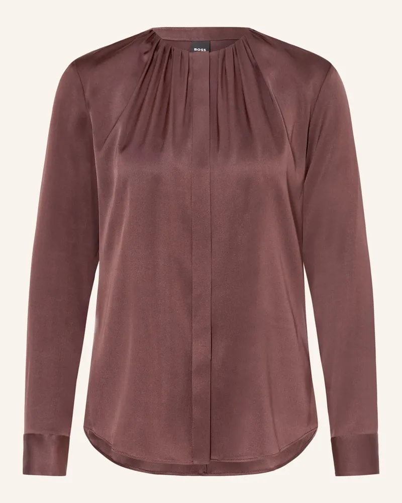 HUGO BOSS Seidenbluse BANORAH Dunkelbraun