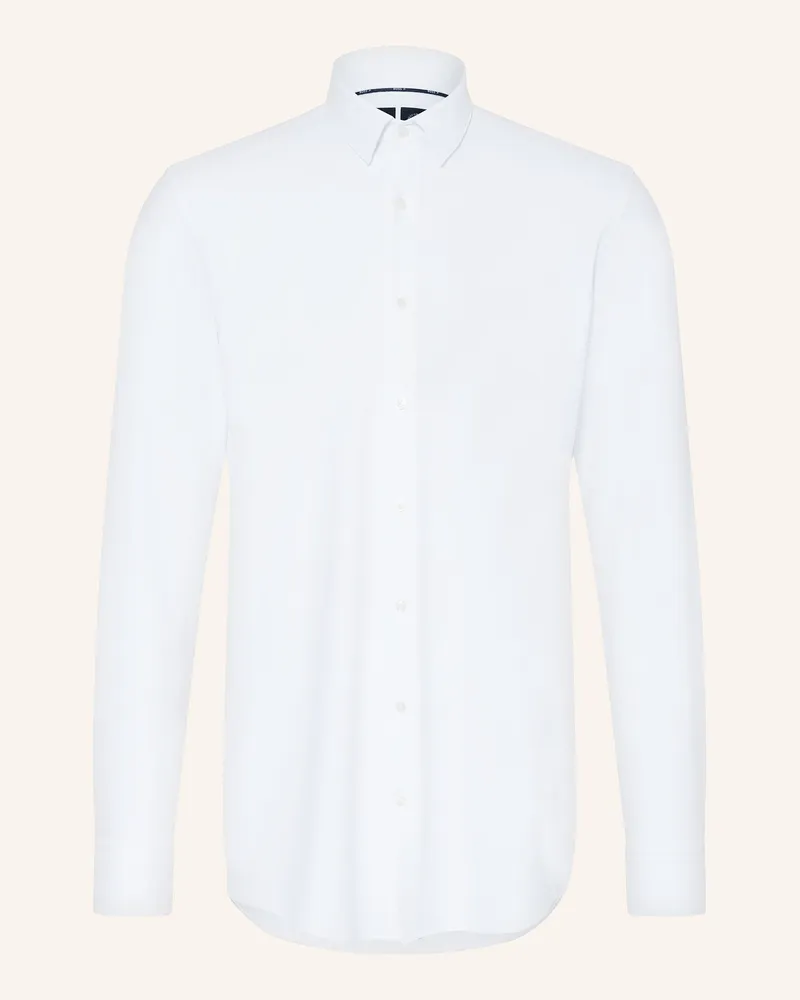 HUGO BOSS Hemd HANK Slim Fit mit extralangem Arm Weiss