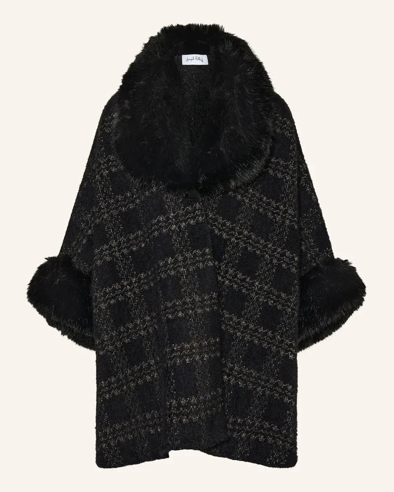 Joseph Ribkoff Cape mit Kunstfell und Glitzergarn Schwarz