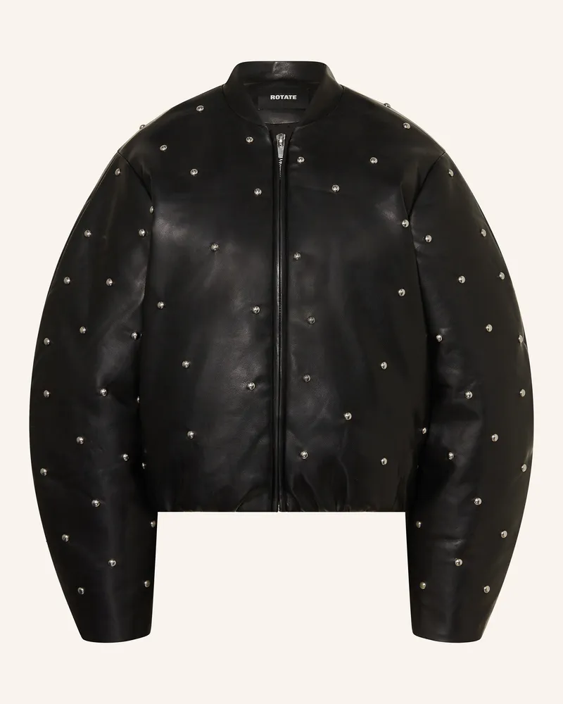 ROTATE Birger Christensen Jacke In Ledeoptik Mit Nieten schwarz Schwarz