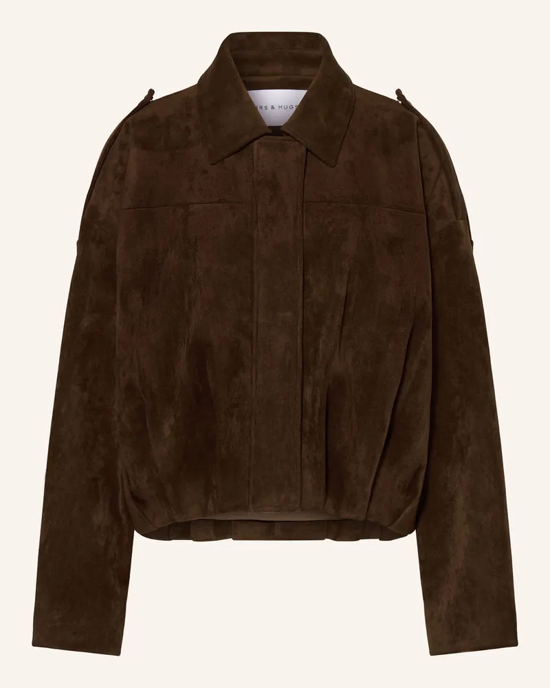 Mrs & HUGS Jacke in Lederoptik Dunkelbraun