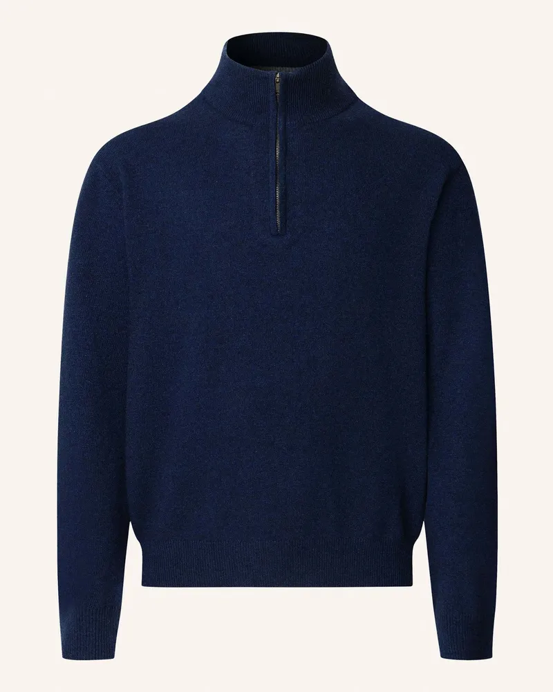 Hackett Pullover MERINO CASH MIX HZIP Dunkelblau