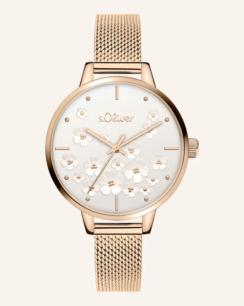 S.Oliver Armbanduhr  aus  Edelstahl Roségold