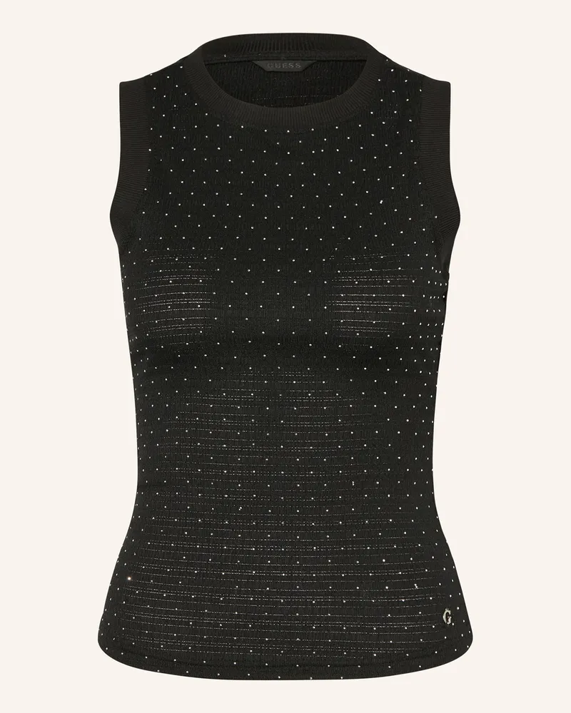 Guess Top Francine Mit Schmucksteinen schwarz Schwarz