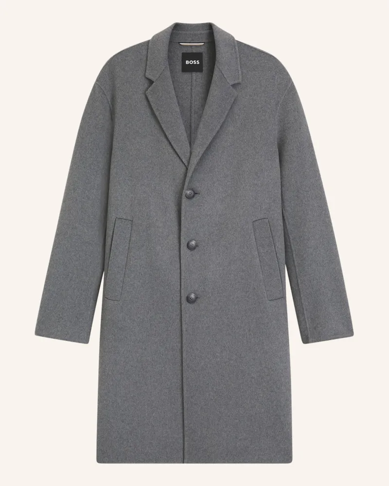 HUGO BOSS Klassischer Mantel C-CALE-DF-254F Relaxed Fit Hellgrau